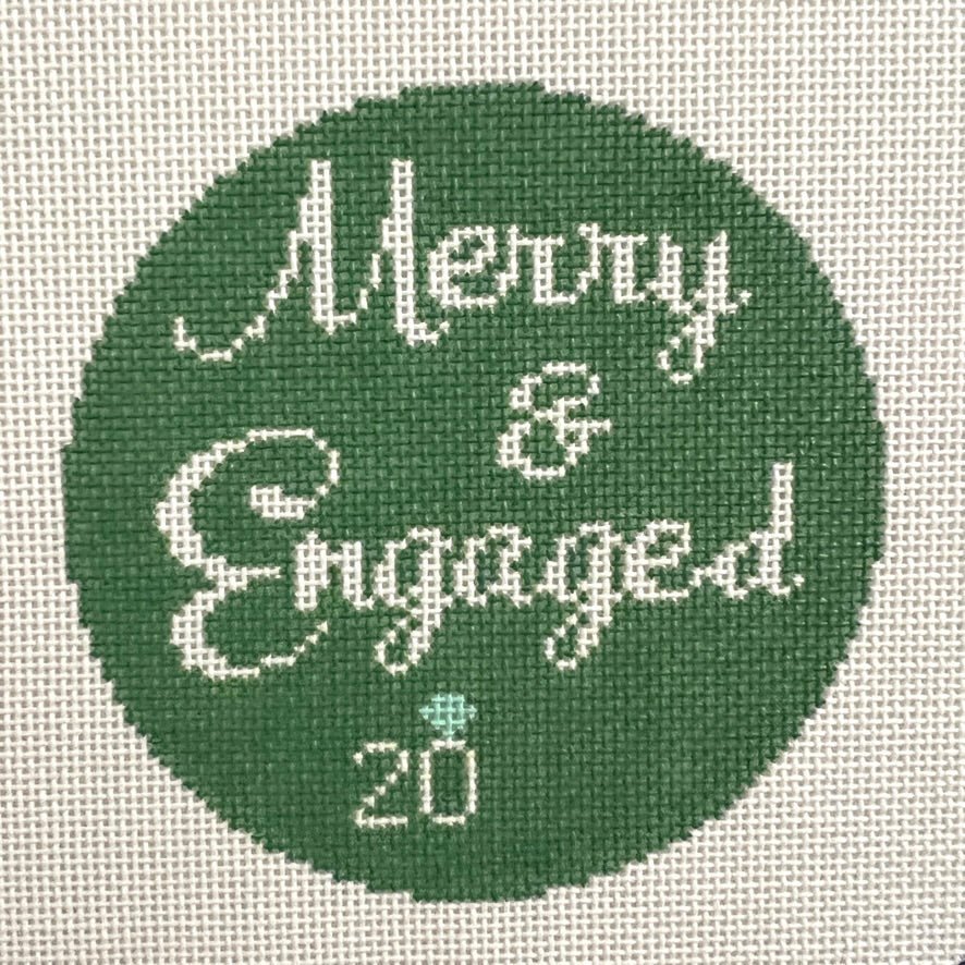 Merry & Engaged Ornament needlepoint canvas - Bargello Needlepoint