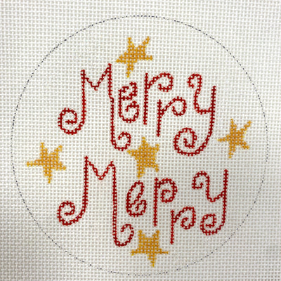 Merry Merry ornament - white and red needlepoint canvas - Bargello Needlepoint