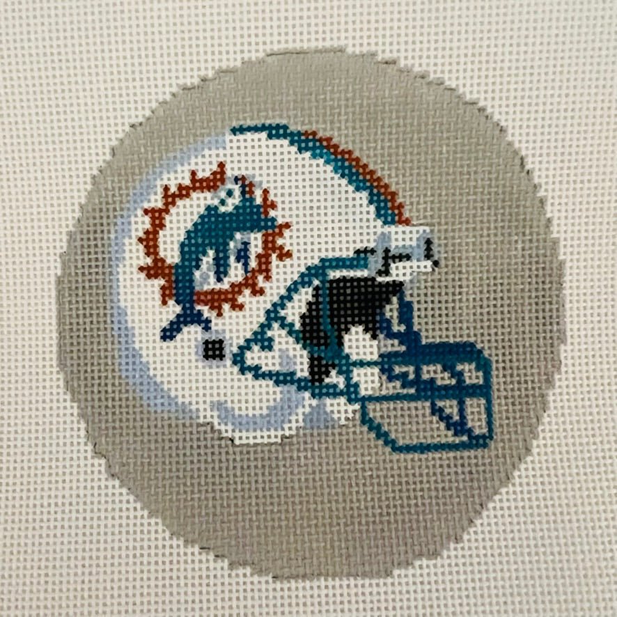 Miami Dolphins Round needlepoint canvas - Bargello Needlepoint