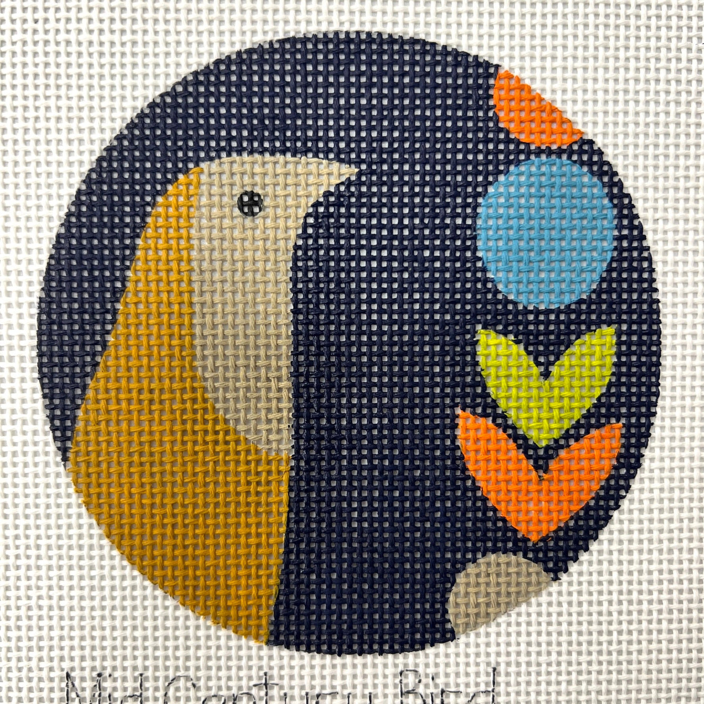 Mid Century Bird Ornament needlepoint canvas - Bargello Needlepoint