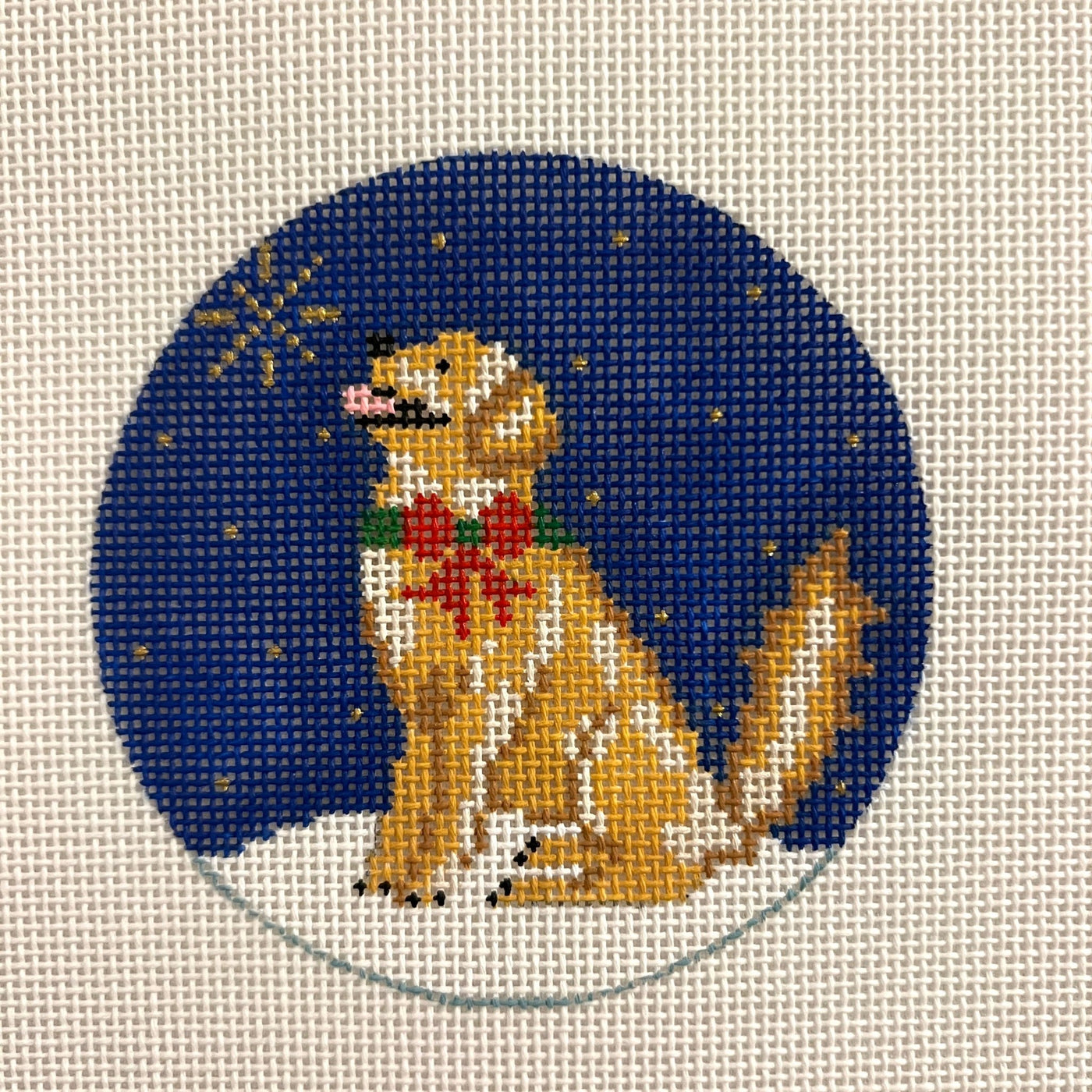 Midnight Golden Retriever Ornament needlepoint canvas - Bargello Needlepoint