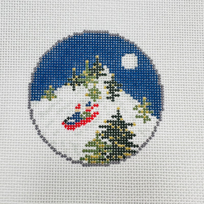 Midnight Sledder Ornament needlepoint canvas - Bargello Needlepoint