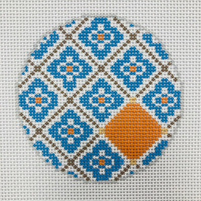 Monogram Ready Florentine Tile Rounds - multiple colorways needlepoint canvas - Bargello Needlepoint