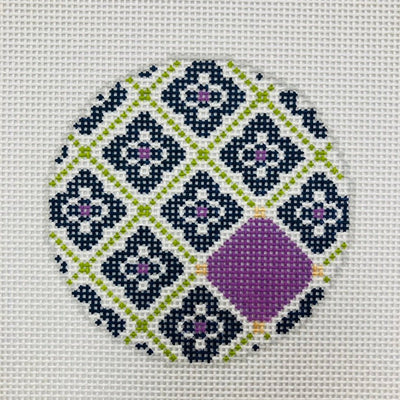 Monogram Ready Florentine Tile Rounds - multiple colorways needlepoint canvas - Bargello Needlepoint