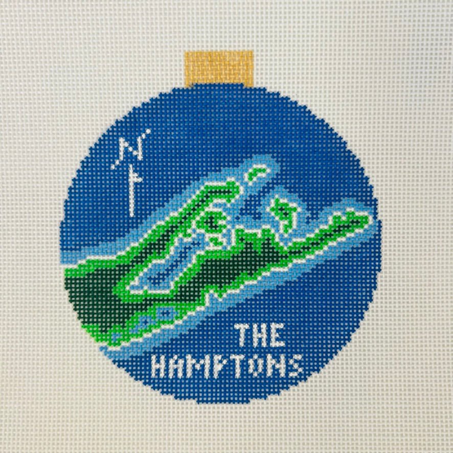 Montauk and the Hamptons Map Ornament needlepoint canvas - Bargello Needlepoint