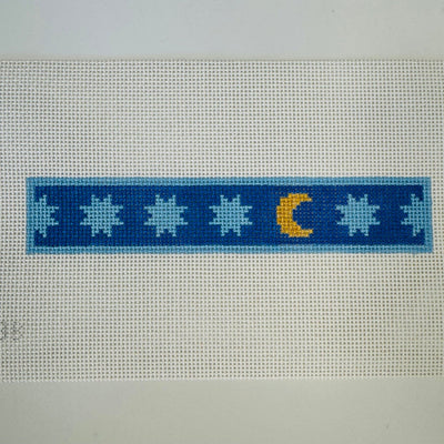 Moon and Stars Key Fob Blue needlepoint canvas - Bargello Needlepoint