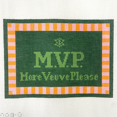 More Champagne Please - Green needlepoint canvas - Bargello Needlepoint