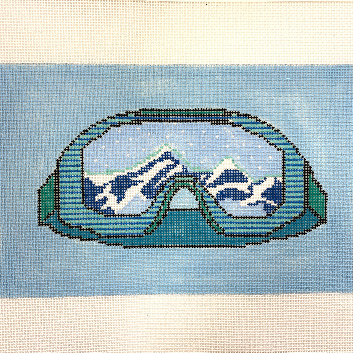 Mountain Sound Ski Goggles needlepoint canvas - Bargello Needlepoint