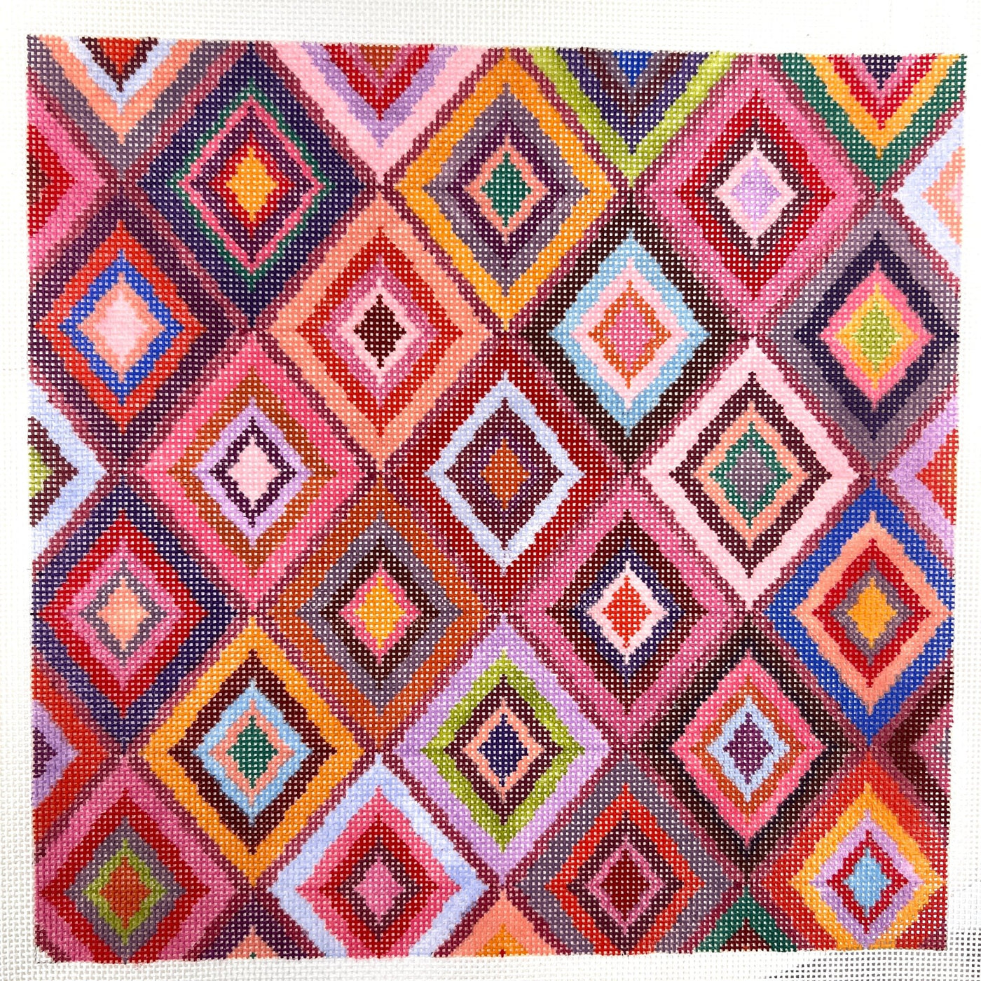 Multicolored Diamond Pattern needlepoint canvas - Bargello Needlepoint