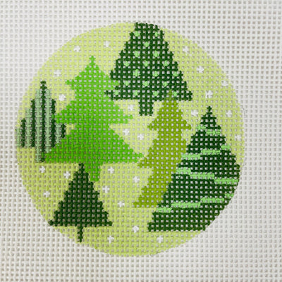 Multiple Green Trees Ornament needlepoint canvas - Bargello Needlepoint