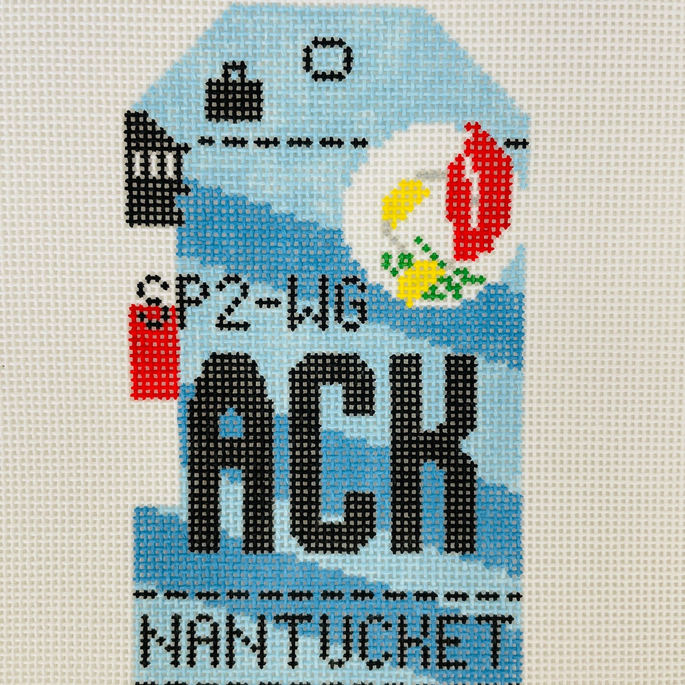 Nantucket ACK Travel Tag needlepoint canvas - Bargello Needlepoint