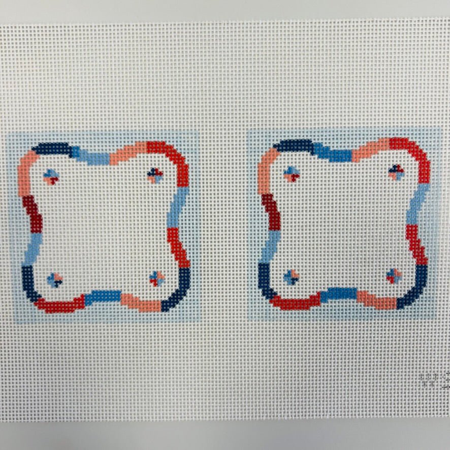 Nantucket Squiggle x2 Coasters needlepoint canvas - Bargello Needlepoint