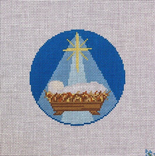 Nativity - Baby in Manger Ornament needlepoint canvas - Bargello Needlepoint