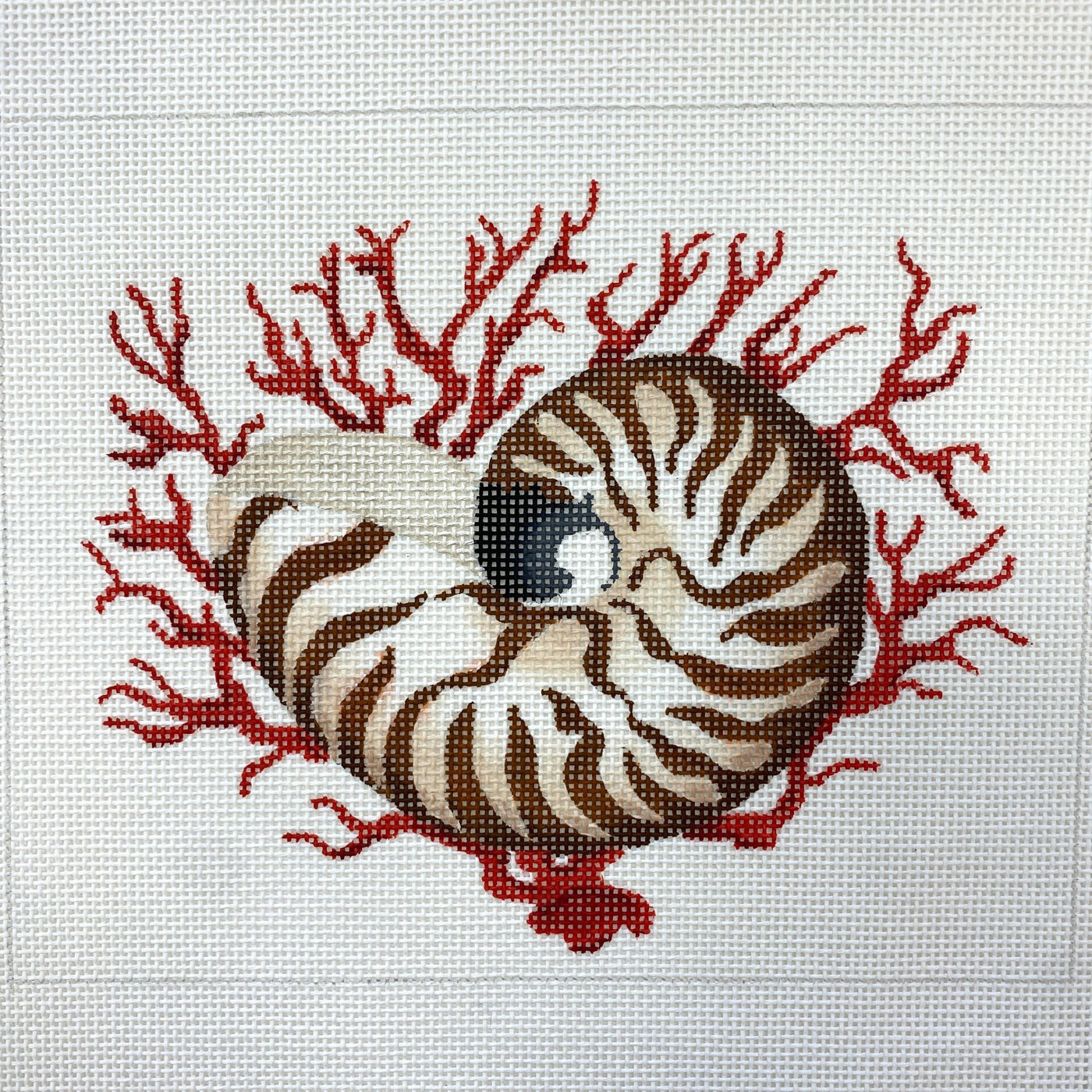 Nautilus on Coral needlepoint canvas - Bargello Needlepoint