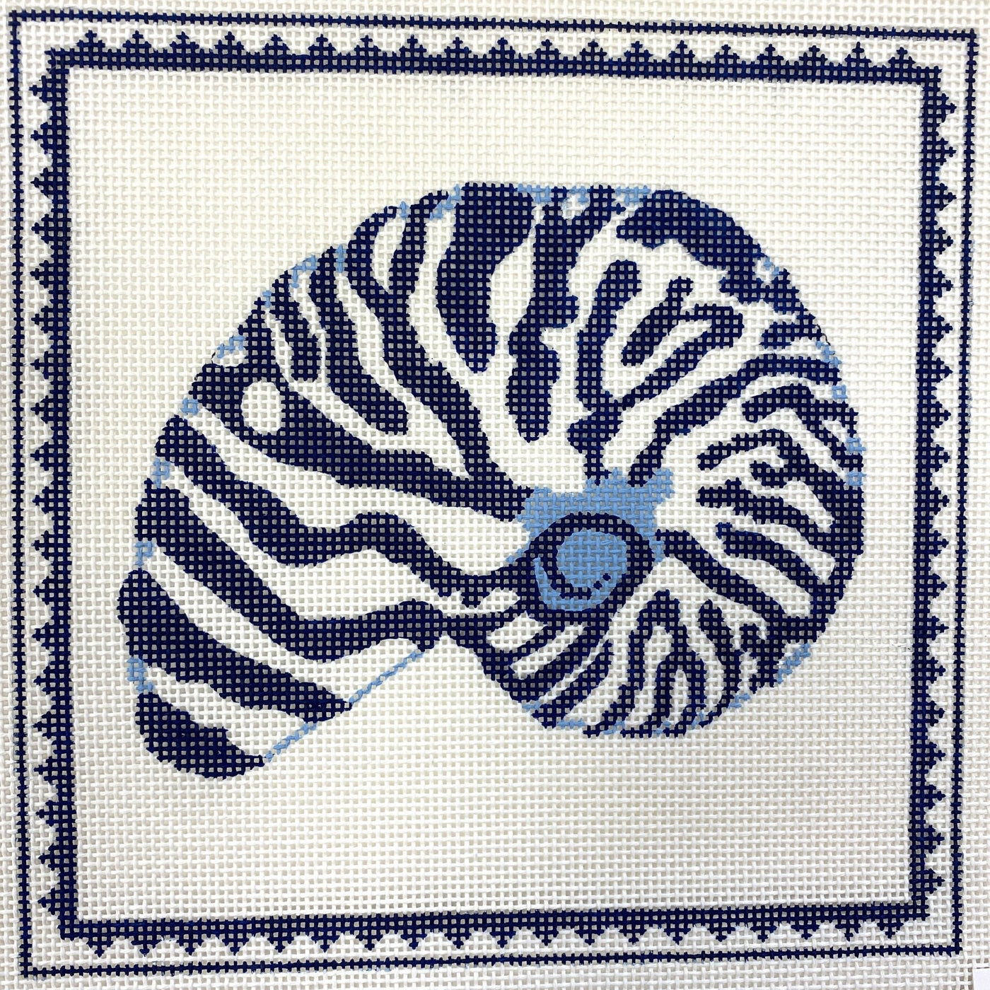 Nautilus Shell in Blue - Large needlepoint canvas - Bargello Needlepoint