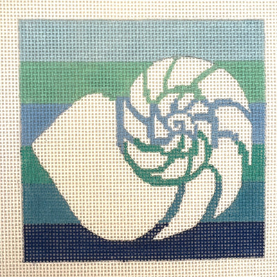 Nautilus Shell Ombre Square/Coaster needlepoint canvas - Bargello Needlepoint