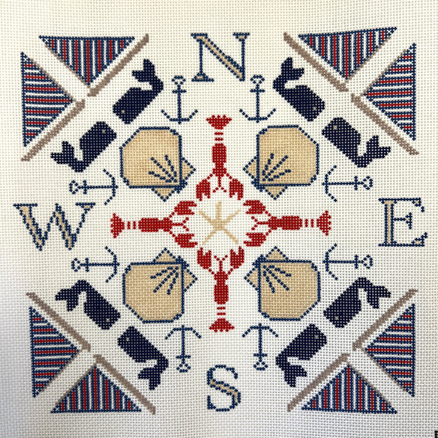 New England Compass needlepoint canvas - Bargello Needlepoint