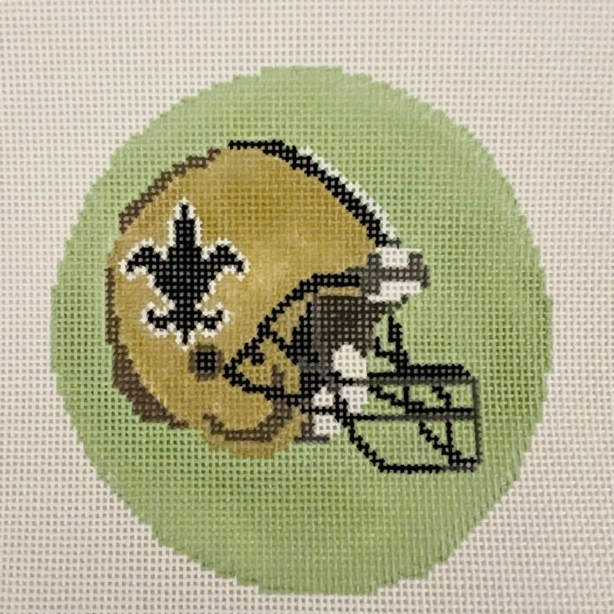 New Orleans Saints Round needlepoint canvas - Bargello Needlepoint