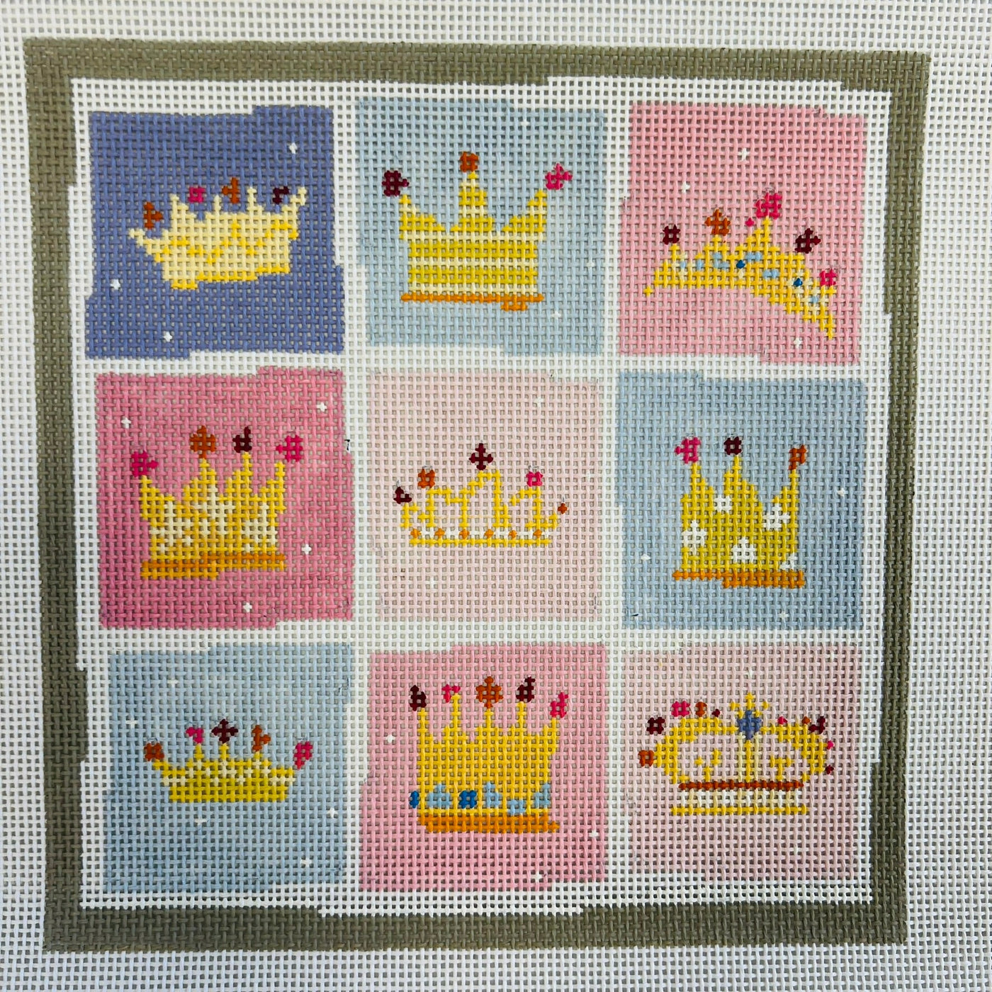 Nine Crowns needlepoint canvas - Bargello Needlepoint