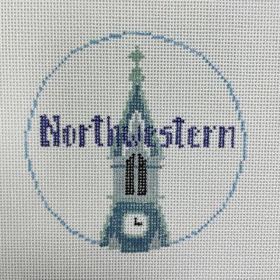 Northwestern University Round Ornament needlepoint canvas - Bargello Needlepoint