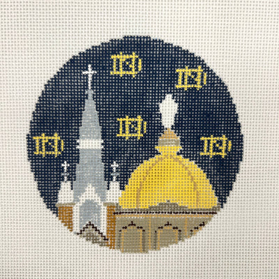 Notre Dame Round Ornament needlepoint canvas - Bargello Needlepoint