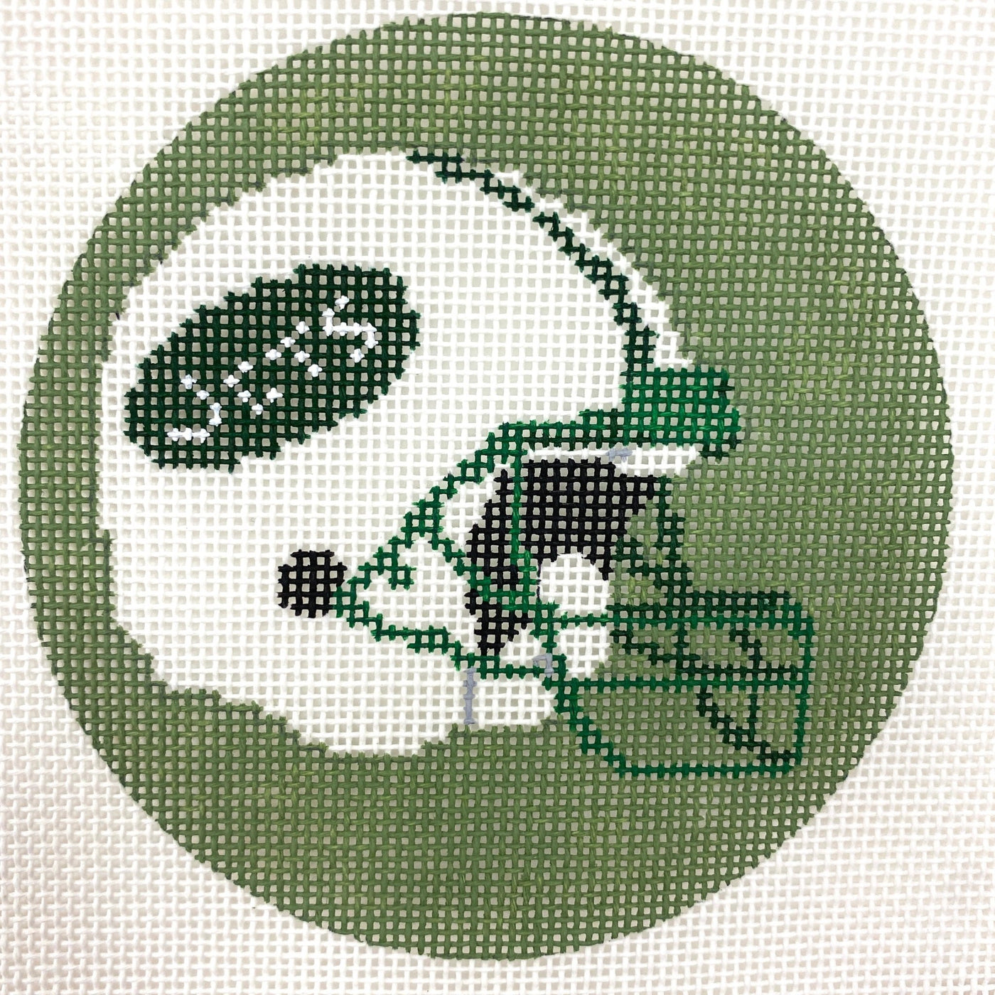 NY Jets Round needlepoint canvas - Bargello Needlepoint