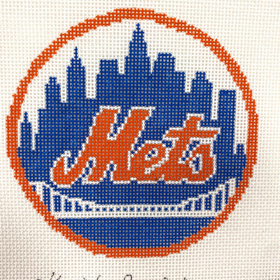 NY Mets Round needlepoint canvas - Bargello Needlepoint