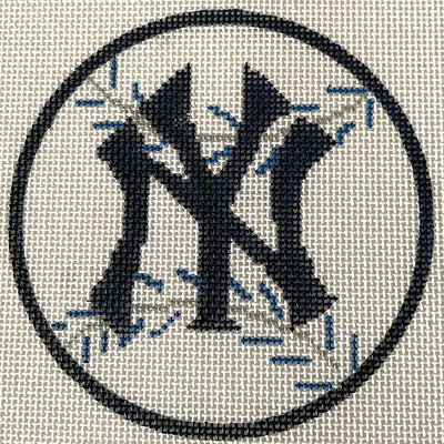 NY Yankees Baseball Round needlepoint canvas - Bargello Needlepoint