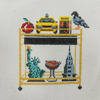 NYC Bar Cart needlepoint canvas - Bargello Needlepoint