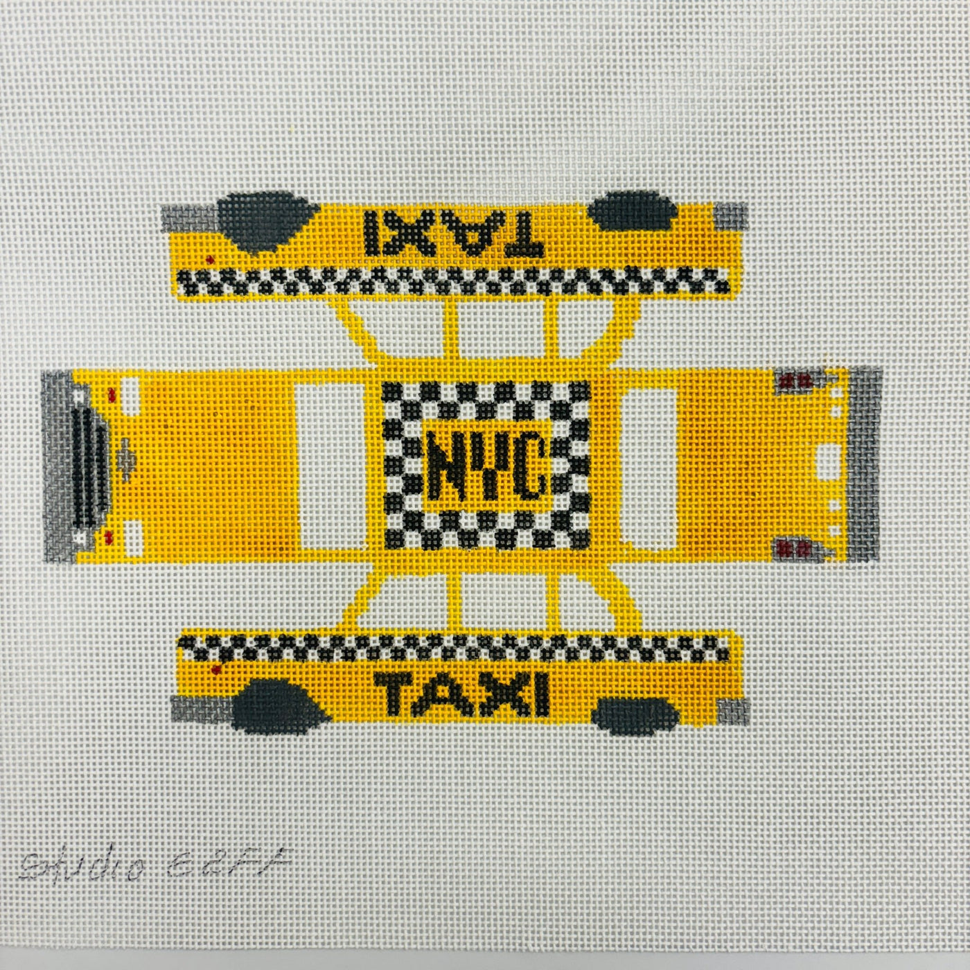 NYC Checker Cab/Taxi 3D Ornament needlepoint canvas - Bargello Needlepoint