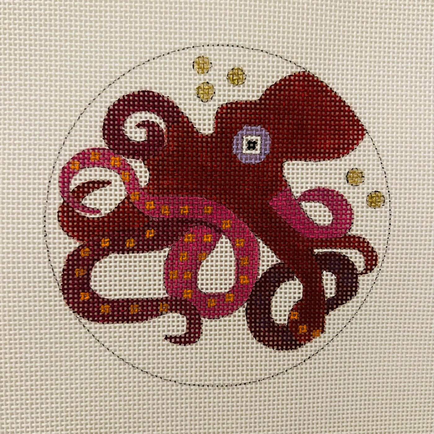 Octopus Coaster needlepoint canvas - Bargello Needlepoint