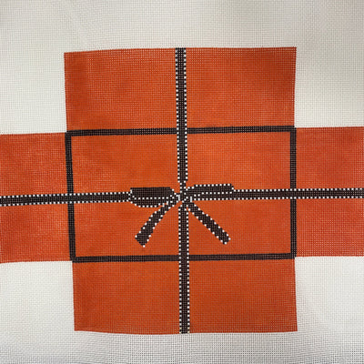 Orange Brick Cover with Brown Ribbon needlepoint canvas - Bargello Needlepoint