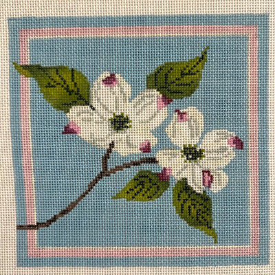 Orchid on Blue Square needlepoint canvas - Bargello Needlepoint