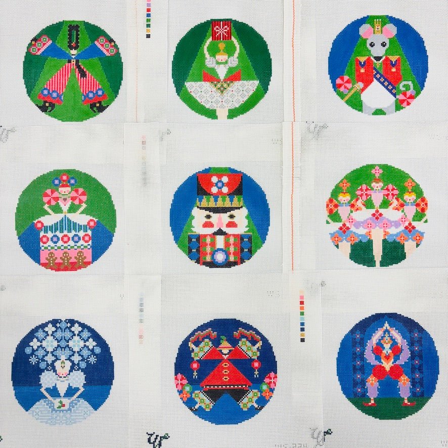 Ornaments of The Nutcracker, Individual or Full Set needlepoint canvas - Bargello Needlepoint