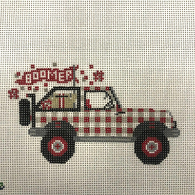 OU Jeep needlepoint canvas - Bargello Needlepoint