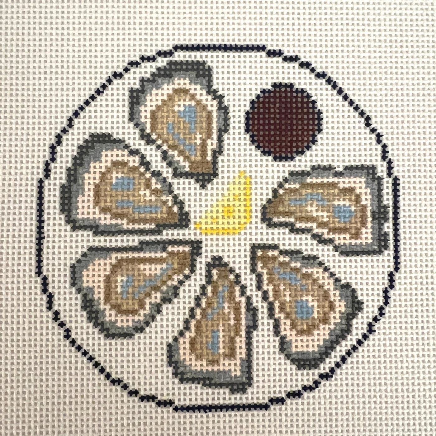 Oysters on the Half Shell Ornament needlepoint canvas - Bargello Needlepoint