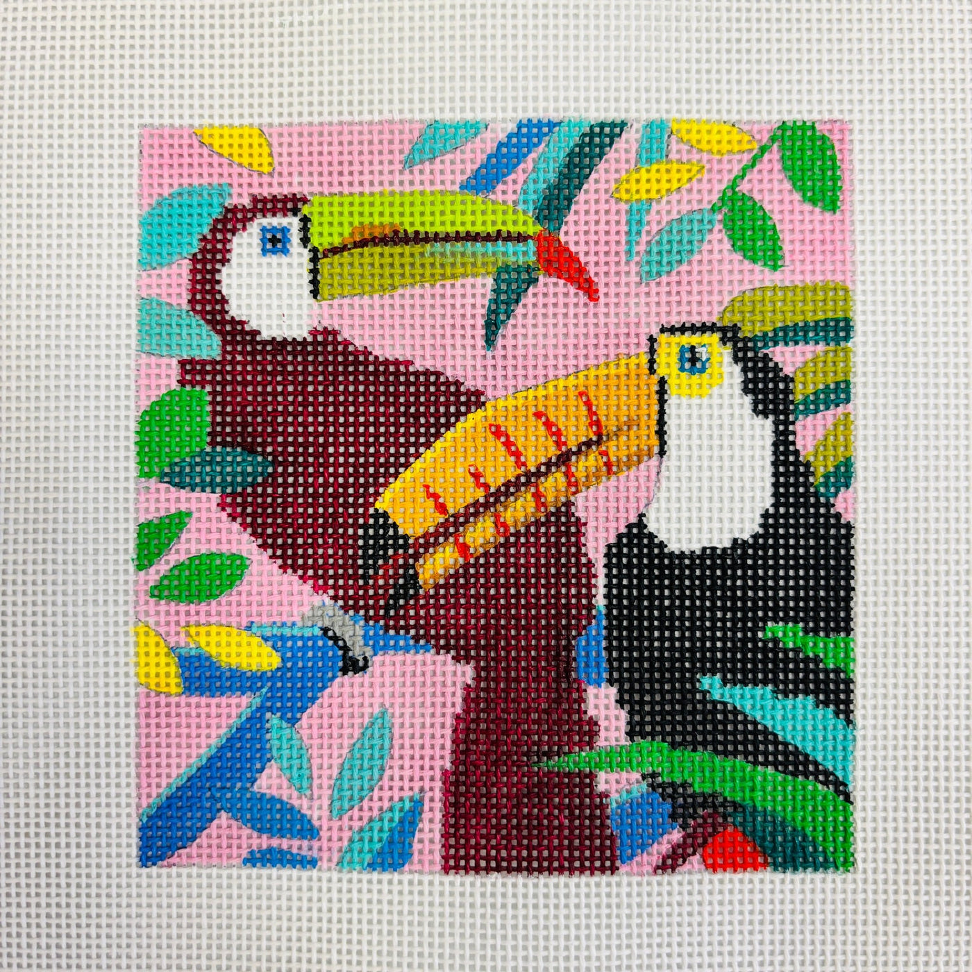 Pair of Toucan Birds needlepoint canvas - Bargello Needlepoint