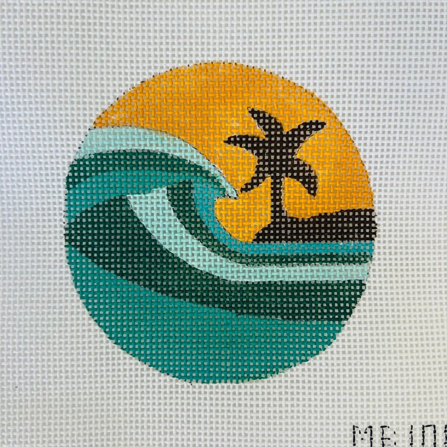 Palms & Wave Ornament needlepoint canvas - Bargello Needlepoint