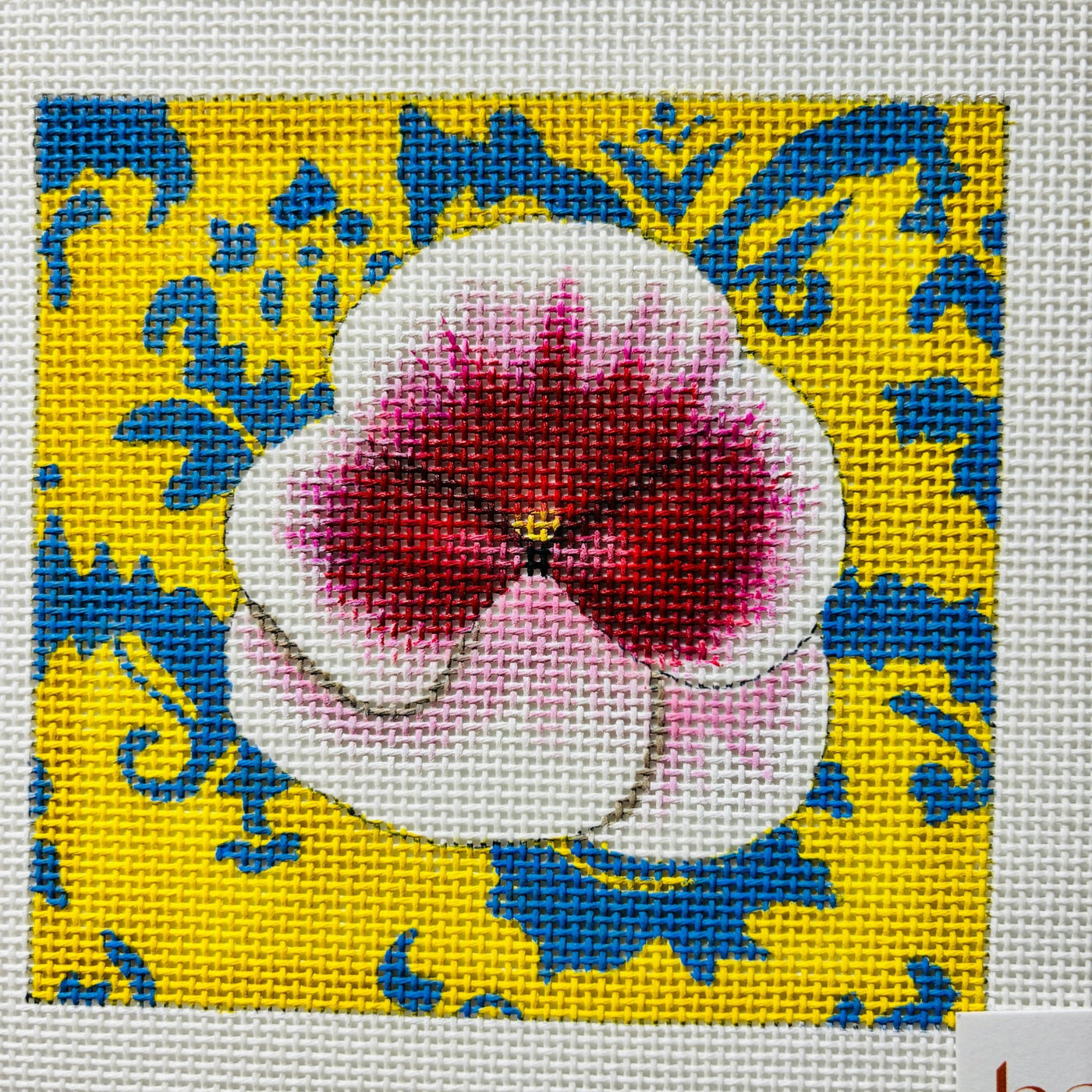 Pansy Square Insert/Coaster needlepoint canvas - Bargello Needlepoint