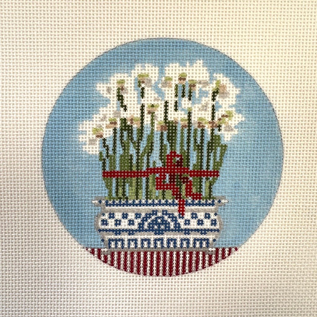 Paper Whites Ornament needlepoint canvas - Bargello Needlepoint