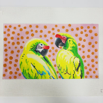 Parrot Pals Clutch needlepoint canvas - Bargello Needlepoint