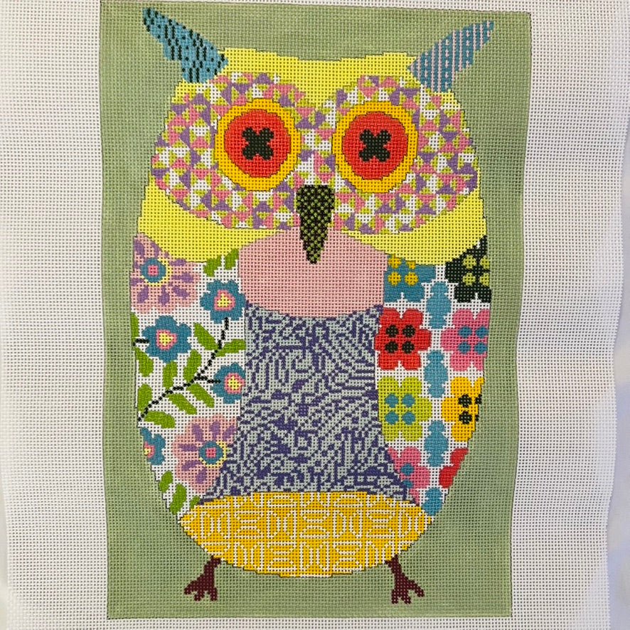 Patchwork Owl needlepoint canvas - Bargello Needlepoint