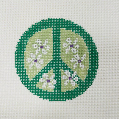 Peace Round with Daisies needlepoint canvas - Bargello Needlepoint