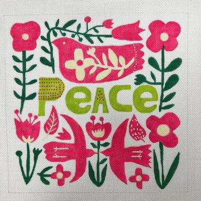 Peace with Doves & Flowers needlepoint canvas - Bargello Needlepoint