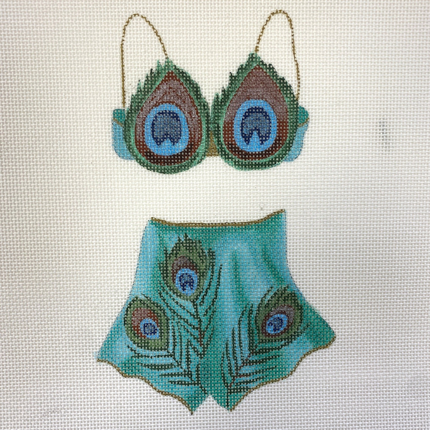 Peacock Feathers Bra & Pants Set needlepoint canvas - Bargello Needlepoint