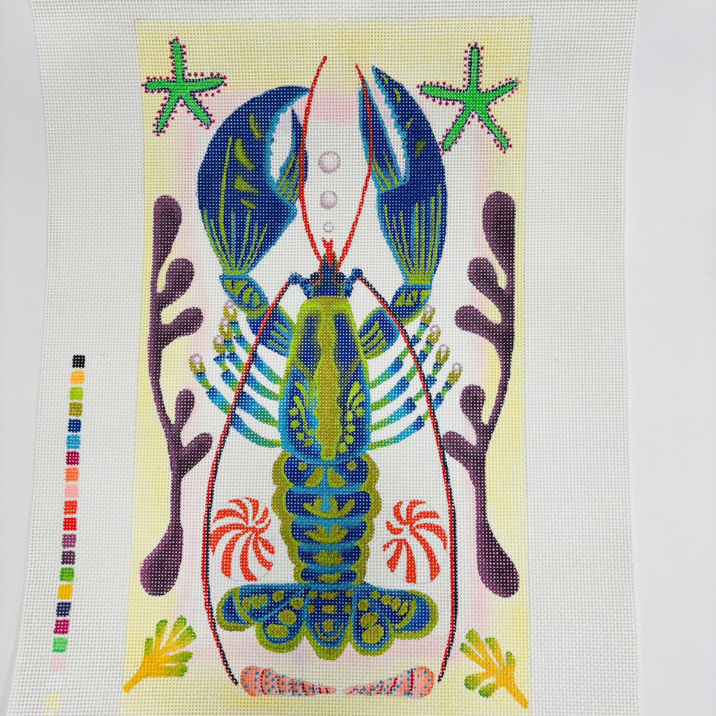 Pearl Collecting Lobster needlepoint canvas - Bargello Needlepoint