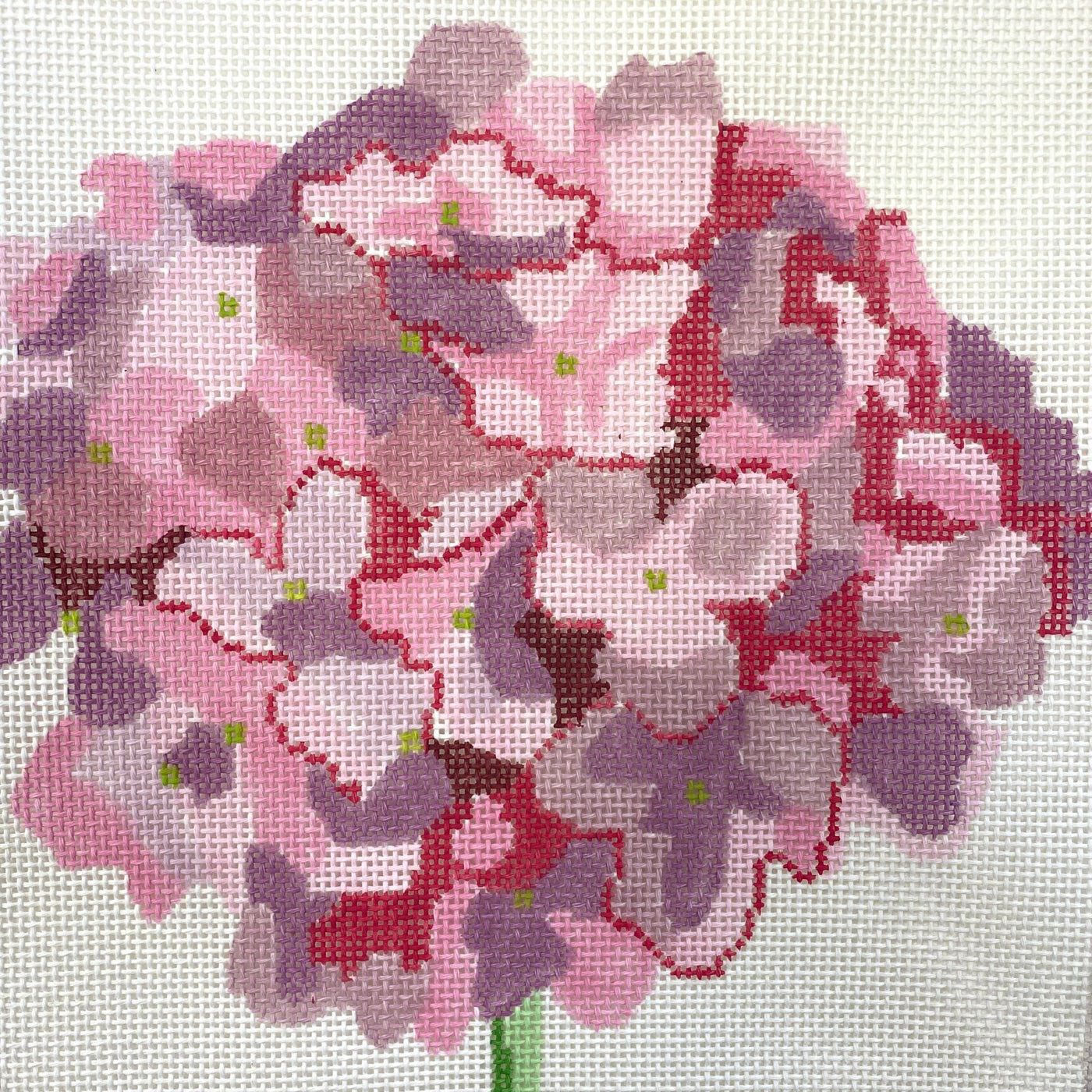 Petite Pink Hydrangea needlepoint canvas - Bargello Needlepoint