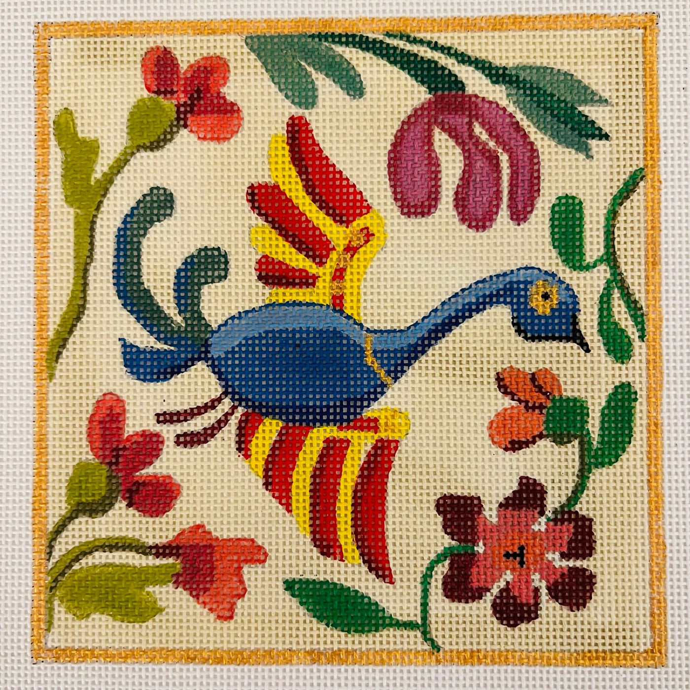 Phoenix with Flowers needlepoint canvas - Bargello Needlepoint