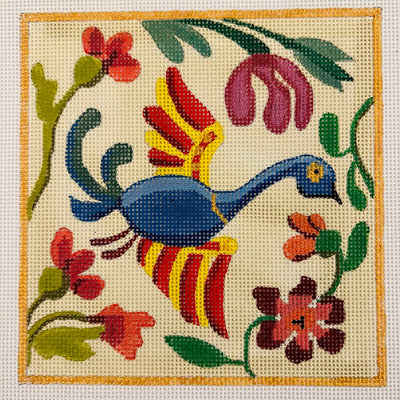 Phoenix with Flowers needlepoint canvas - Bargello Needlepoint