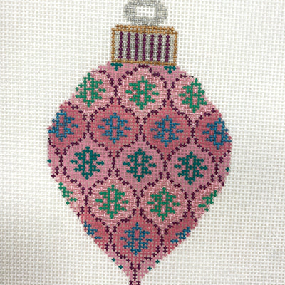 Pink Bulb Ornament needlepoint canvas - Bargello Needlepoint